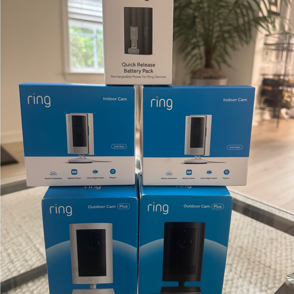 Ring Security Camera Bundle – Indoor & Outdoor Cams + Battery Pack